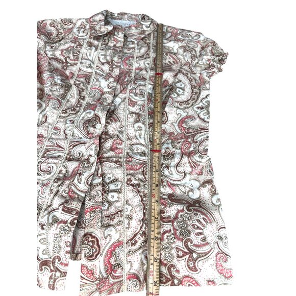 Tommy Hilfiger Paisley Blouse Short Sleeve Button-Up Shirt S Cotton - Picture 9 of 12